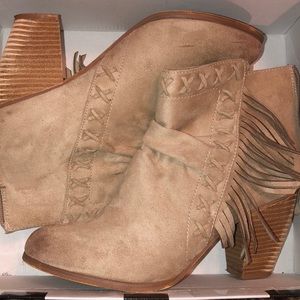 Tan suede booties